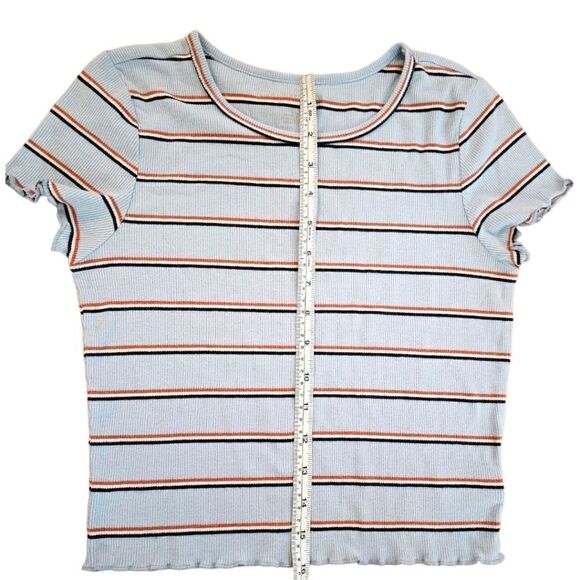American Eagle Light Blue Stripe Crop Top (Size S) - Picture 9 of 9